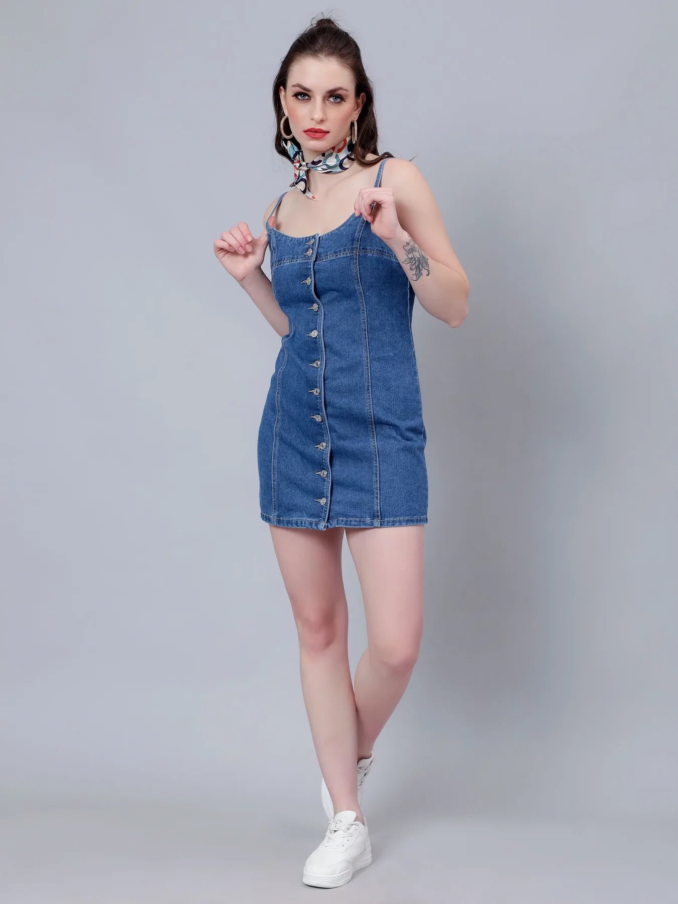 Buttoned Denim Dress