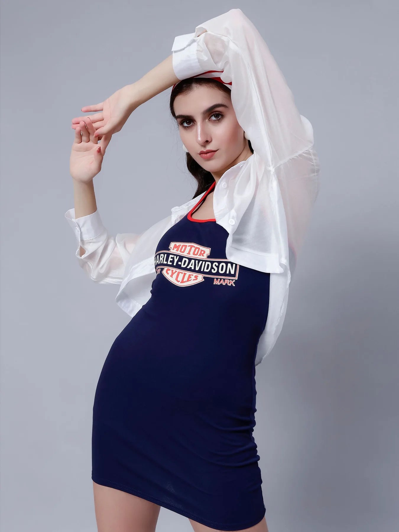 Halter Bodycon Dress With Shirt