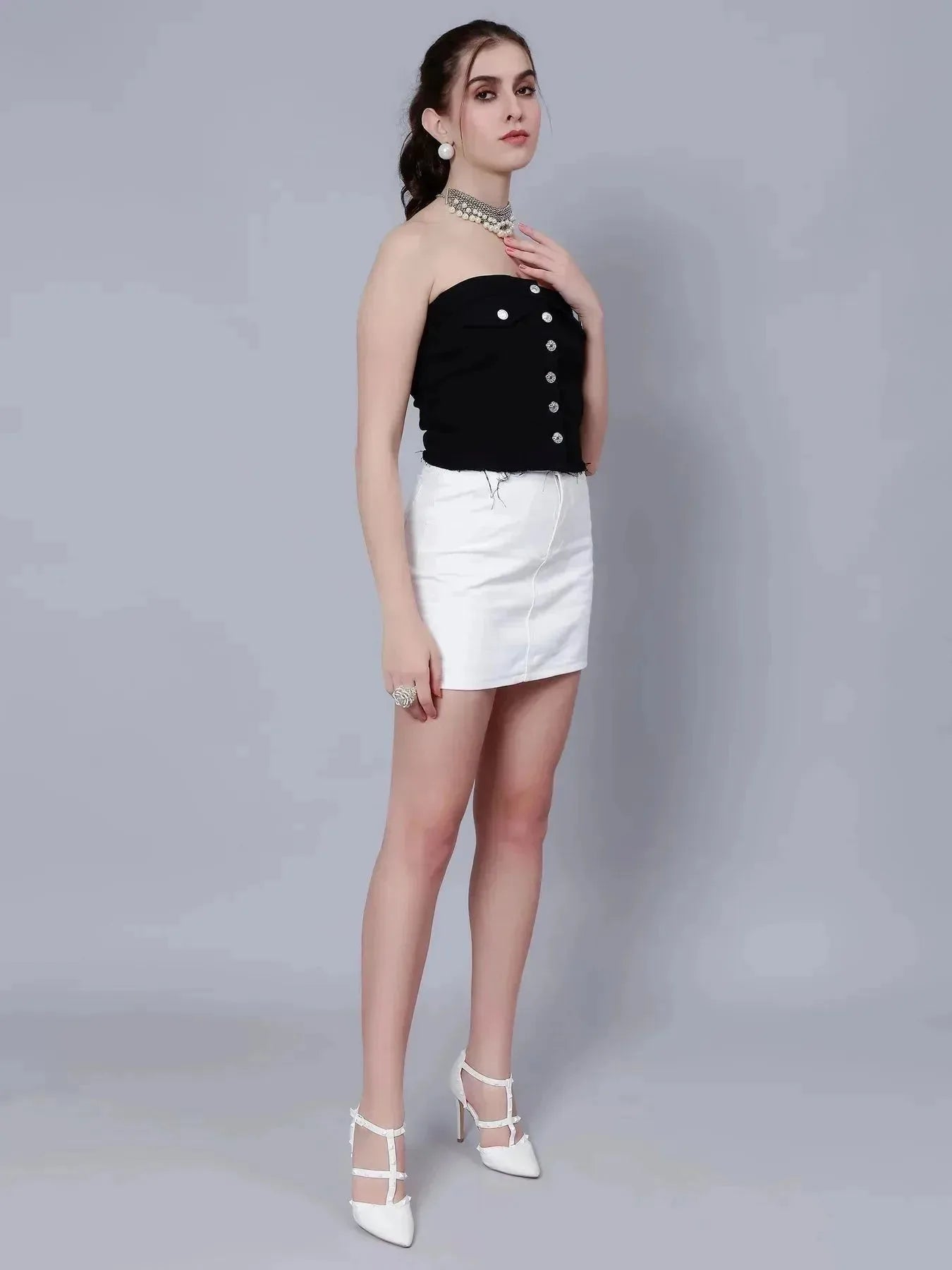 Denim Corset Crop Top