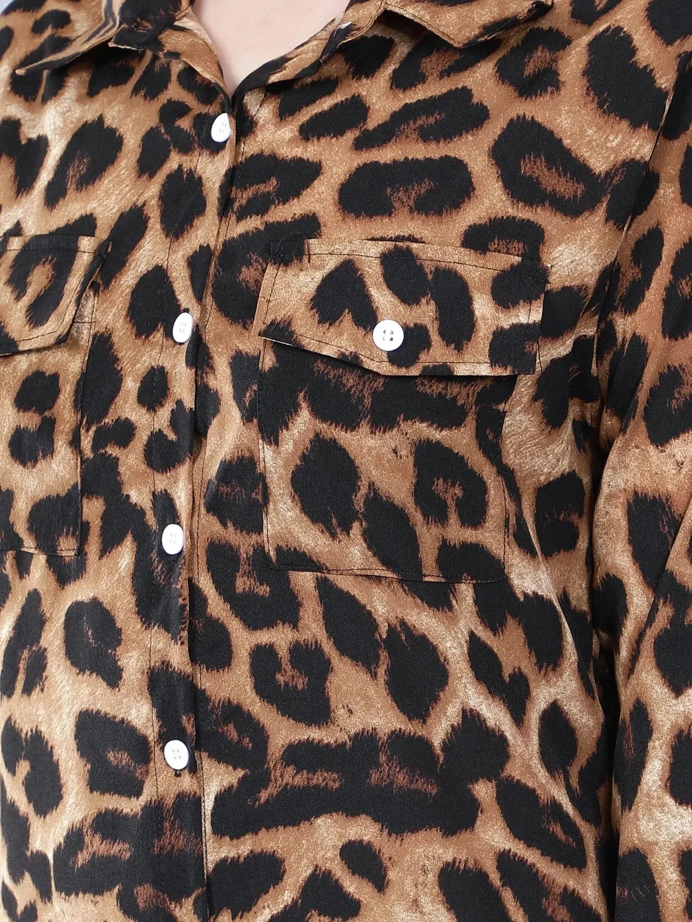 Leopard Print Long Shirt Dress