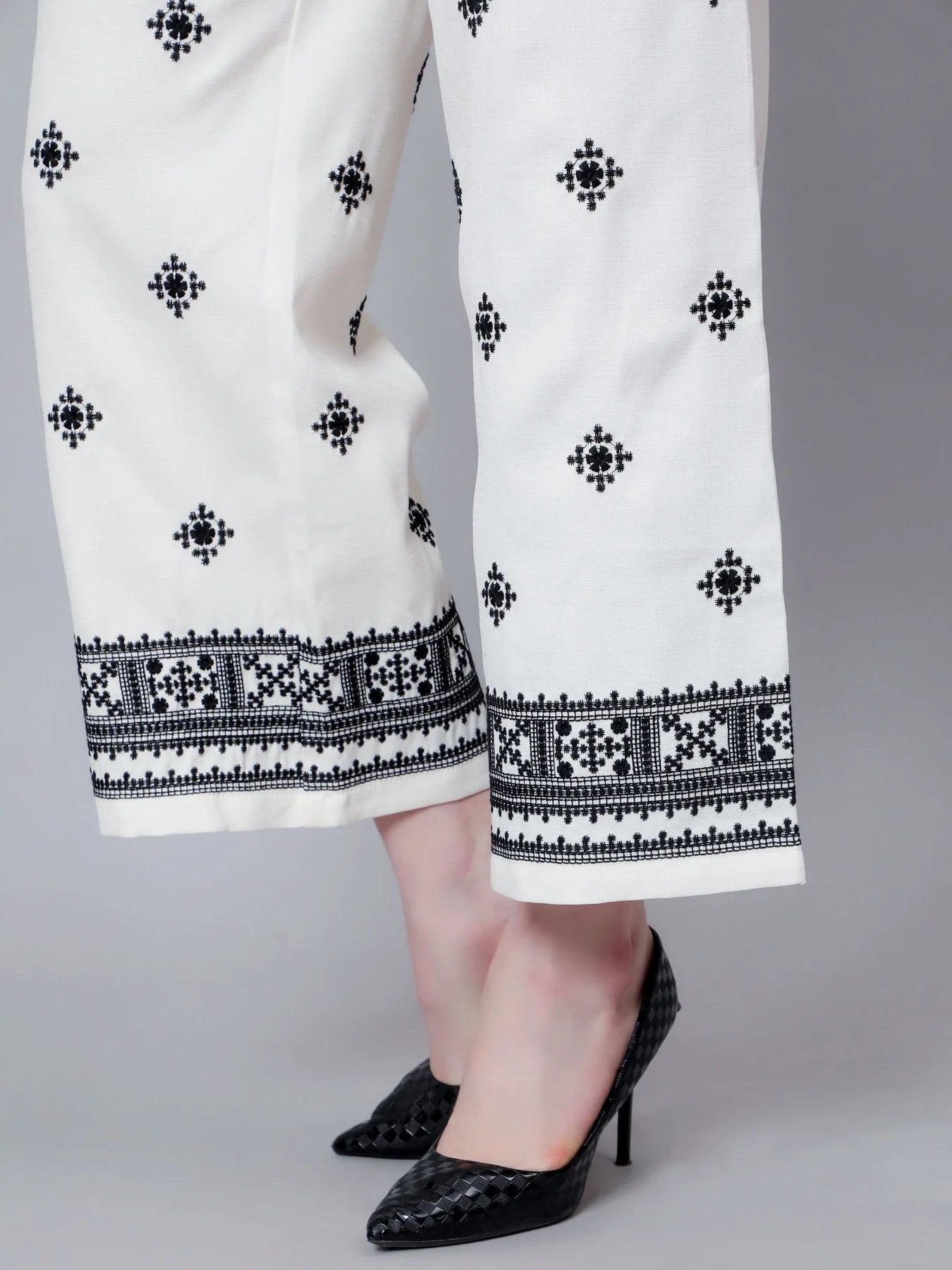 High Waist Embroidered Trousers