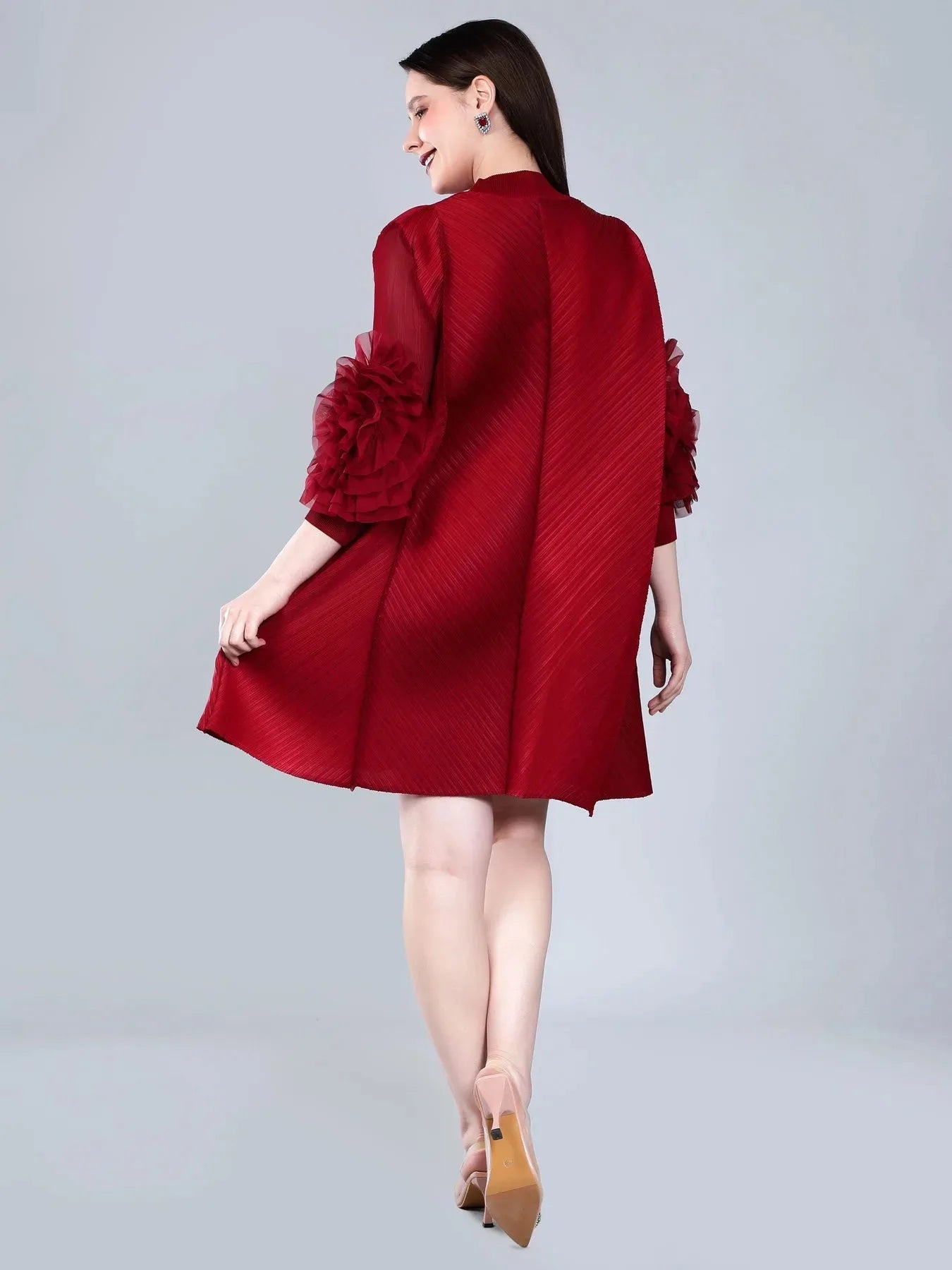 Vintage Flower Pleated Dress