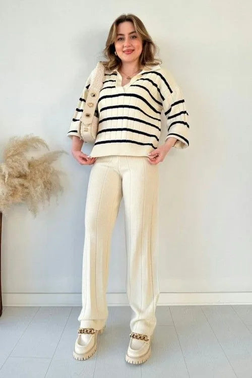 Striped Knitted Two Piece Set