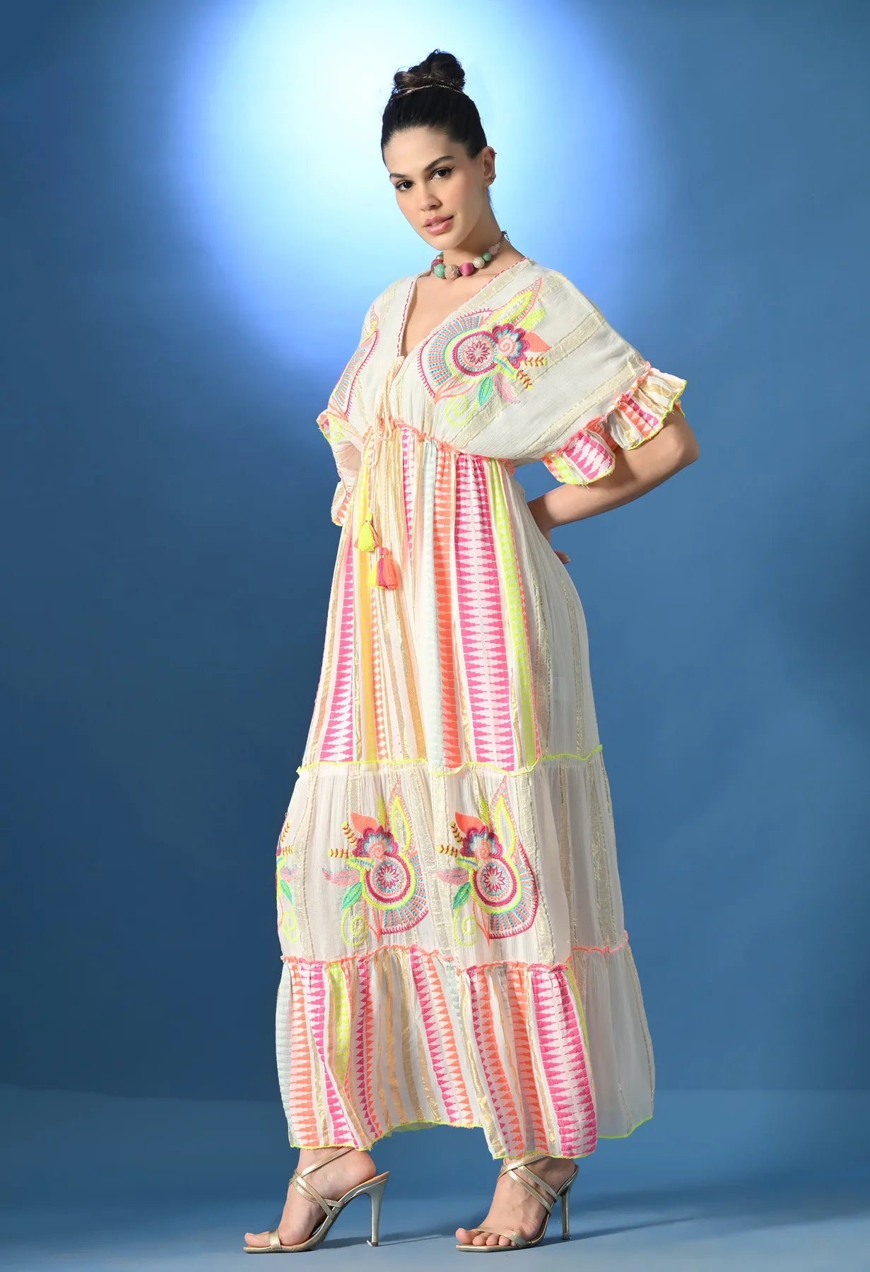 Neon Pink Bloom Maxi Dress