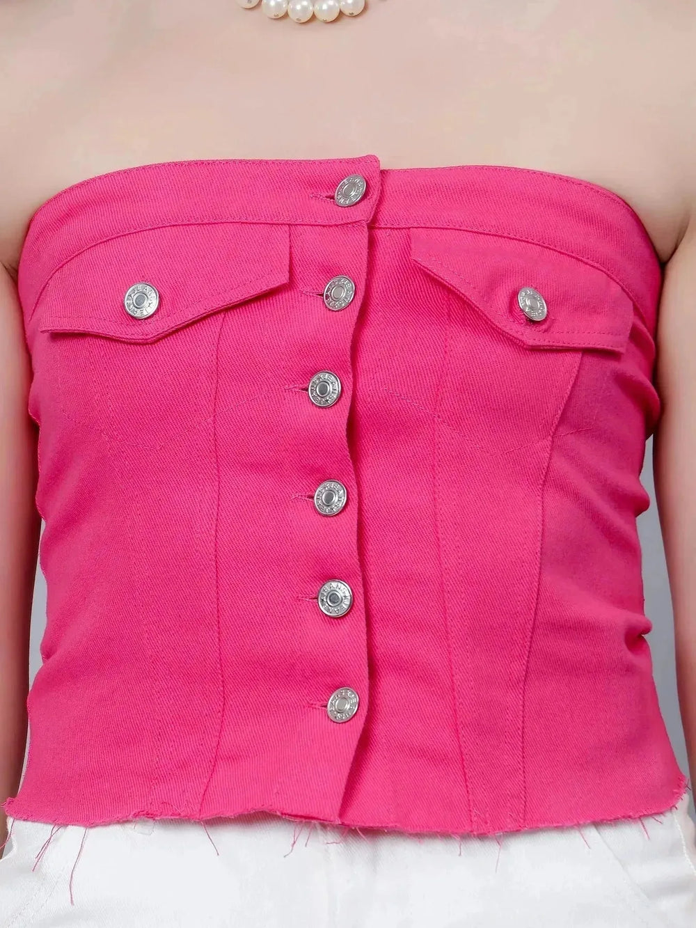 Denim Corset Crop Top