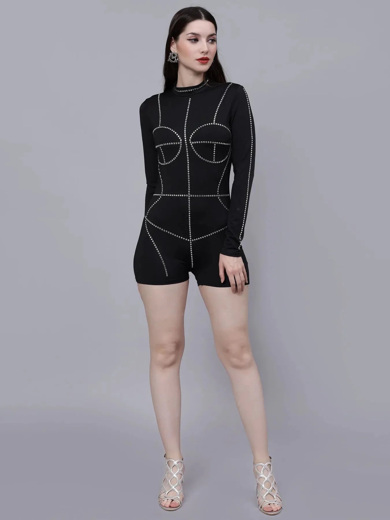 Rhinestone Stickon Detail Playsuit