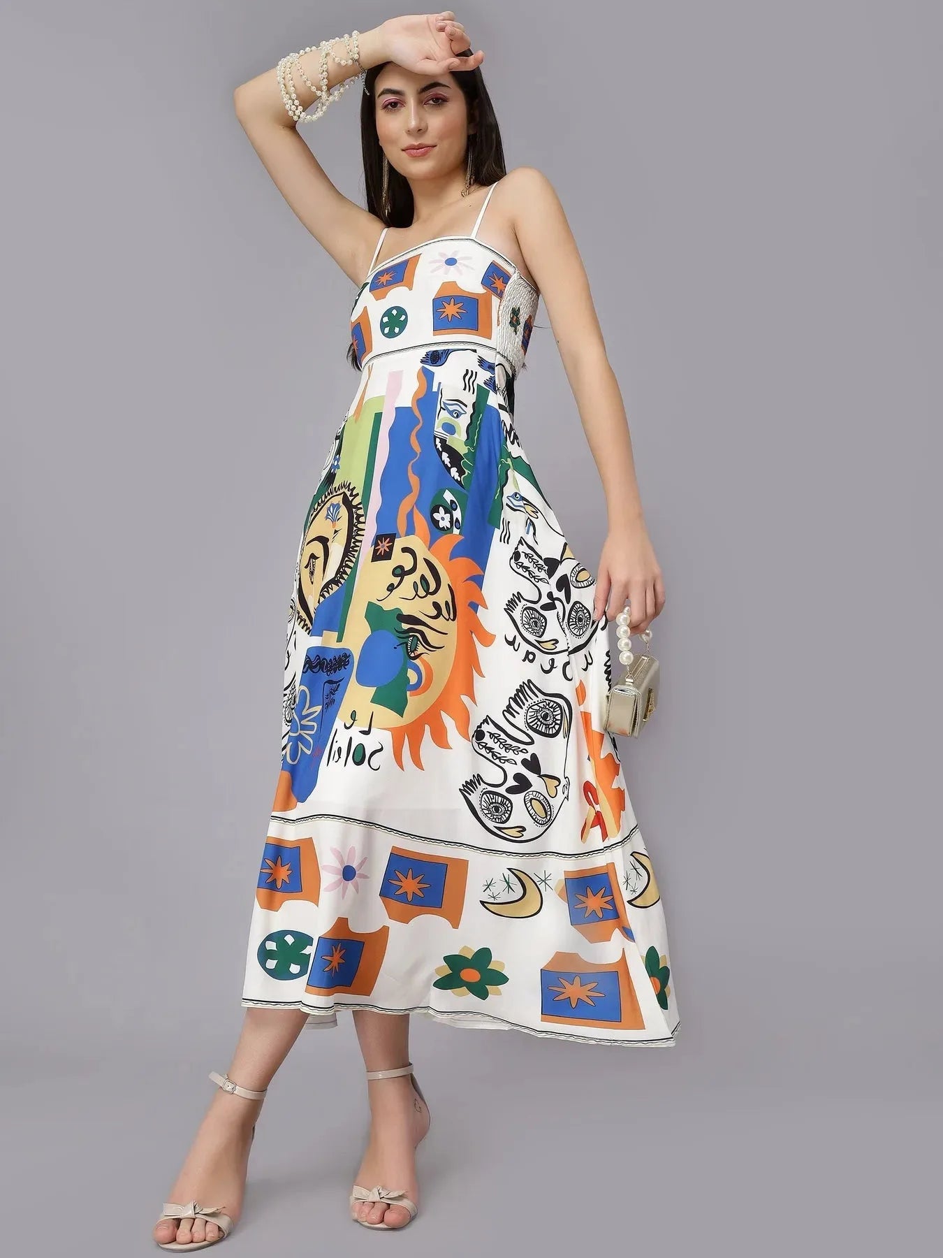 Sunburst Serenade Printed Beach Dress