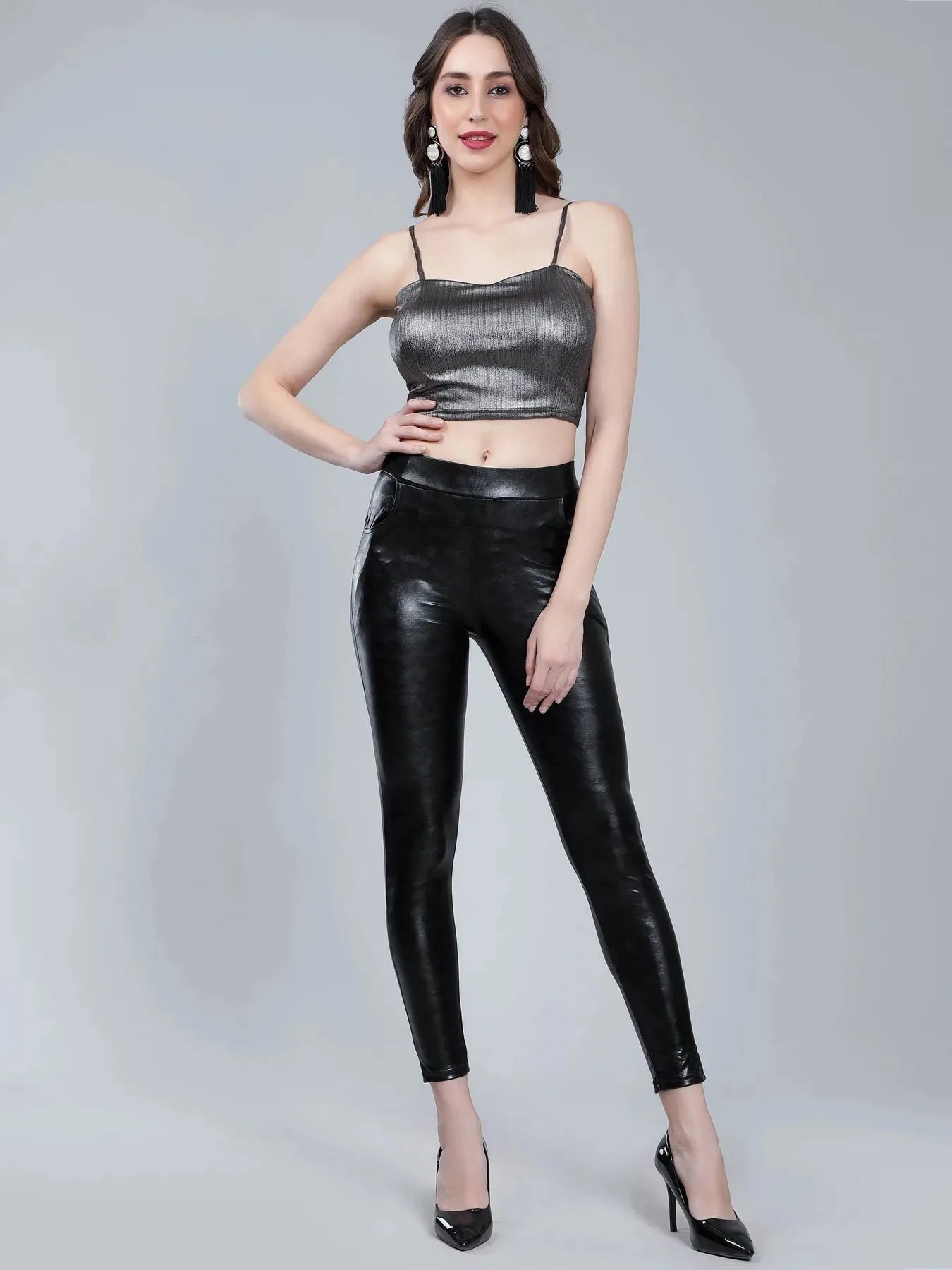 Leather Look Stretch Pants