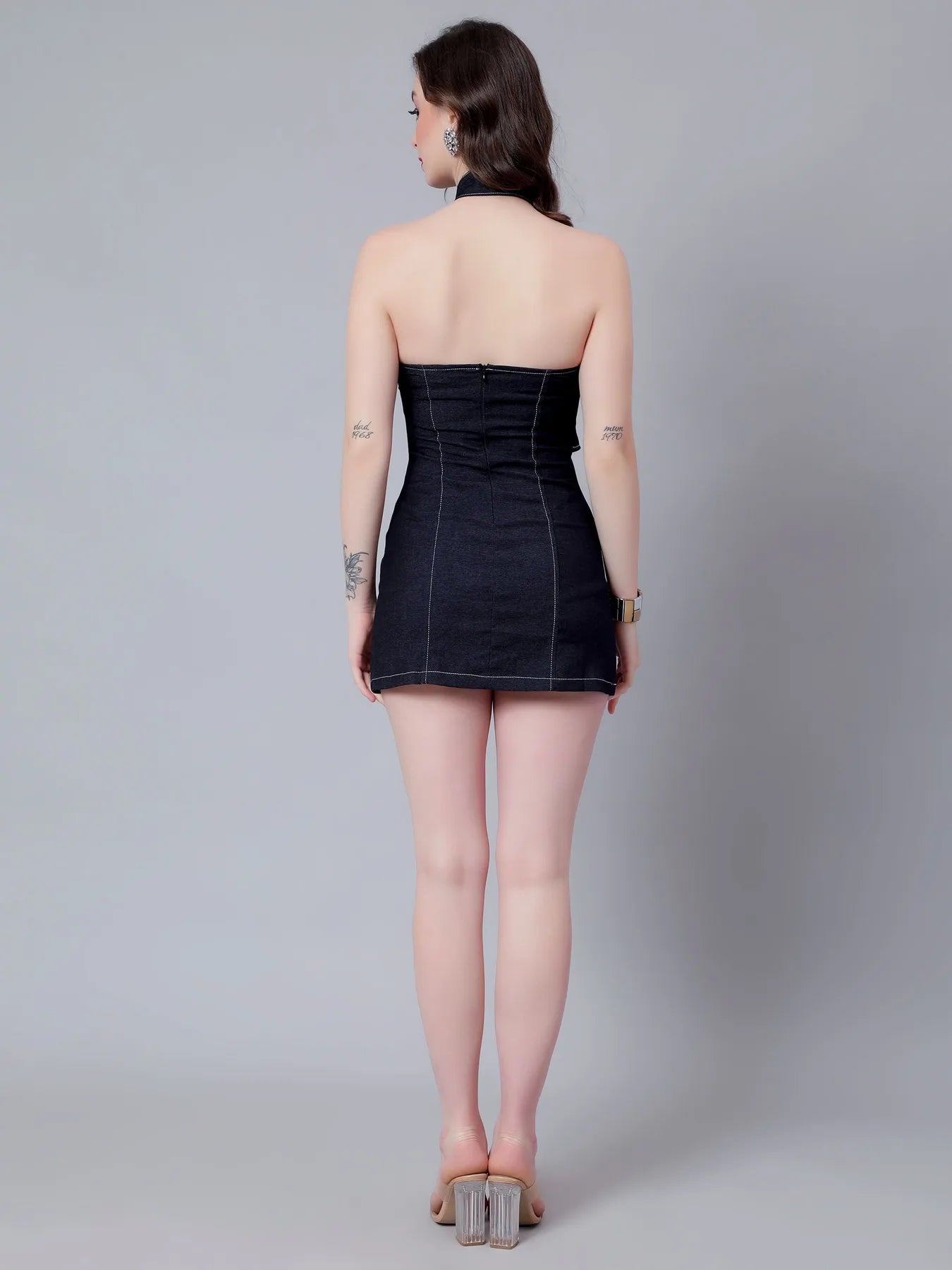 Halter Zipper Mini Dress