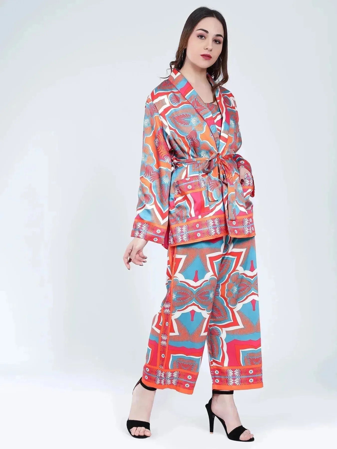 Tropical Printed Kimono Three-Piece Set
