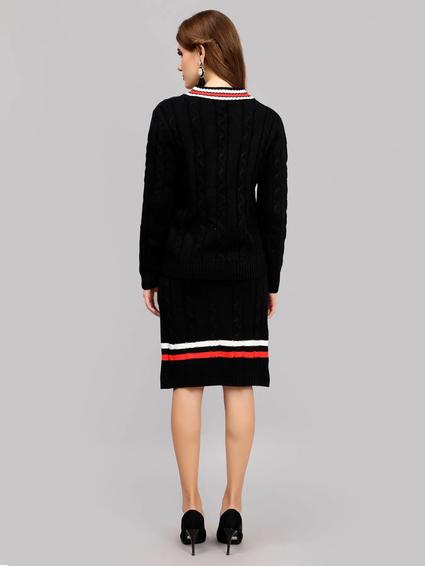 Cable Knit Pullover Skirt Set