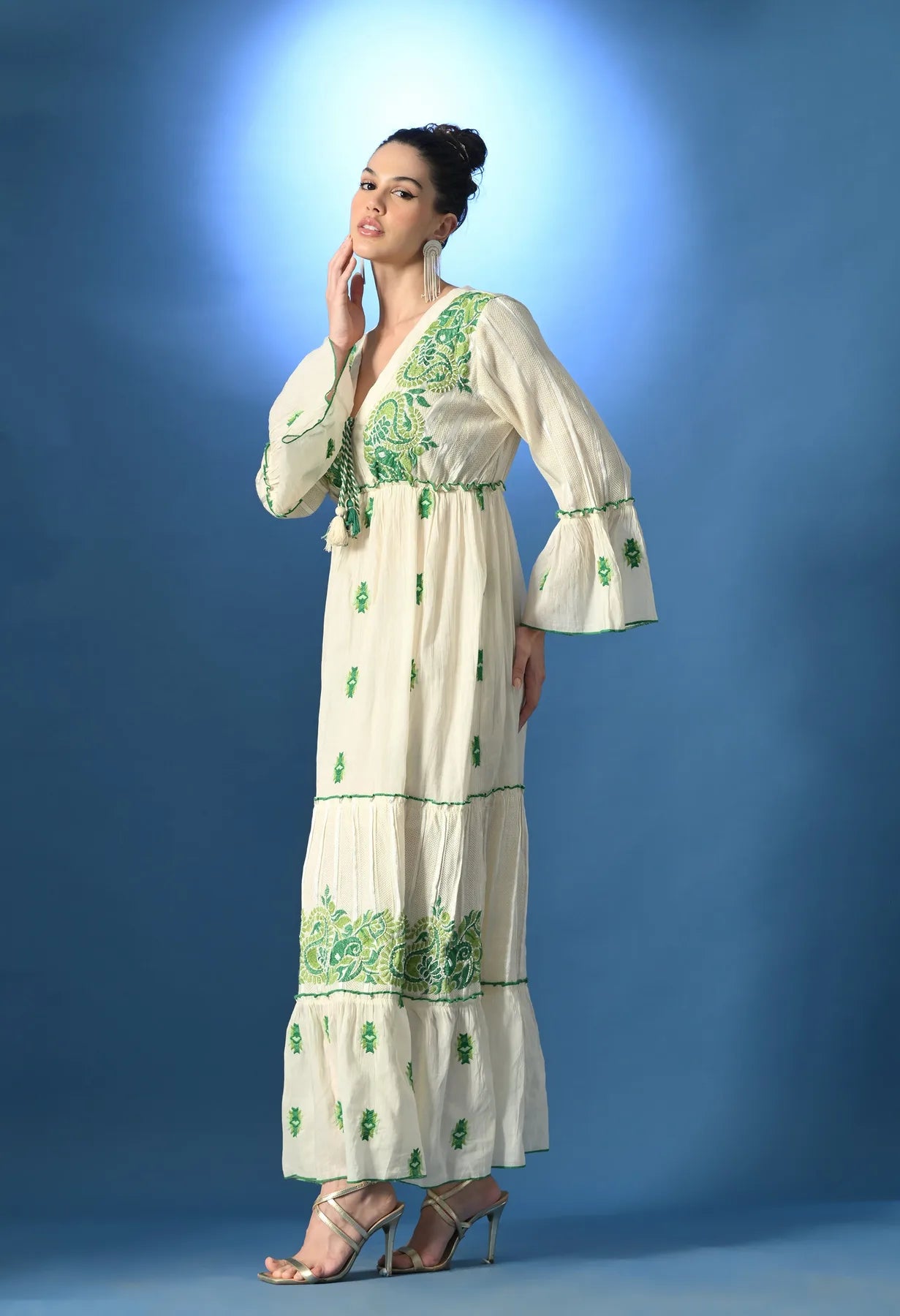 Aurora Jacquard Green Maxi Dress