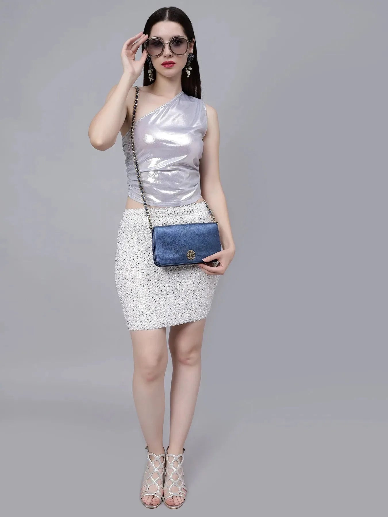 Metallic One Shouder Top