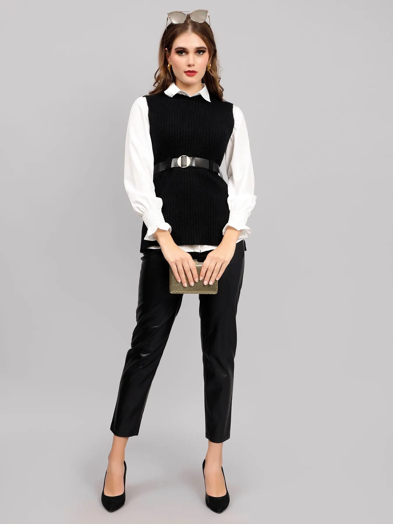 Knitted Winter Vest and Shirt Set