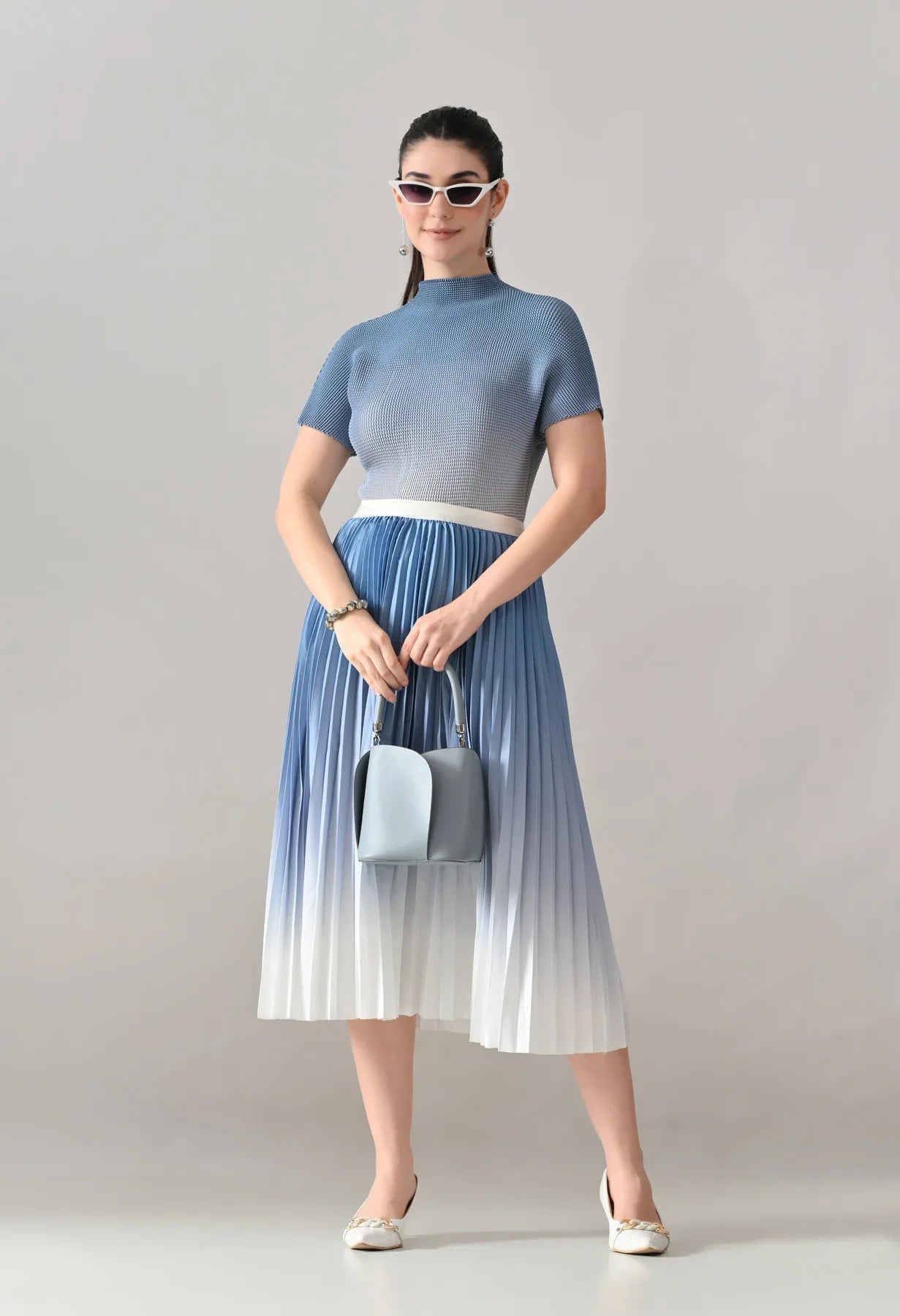 Ombre Pleated Two-Piece Set