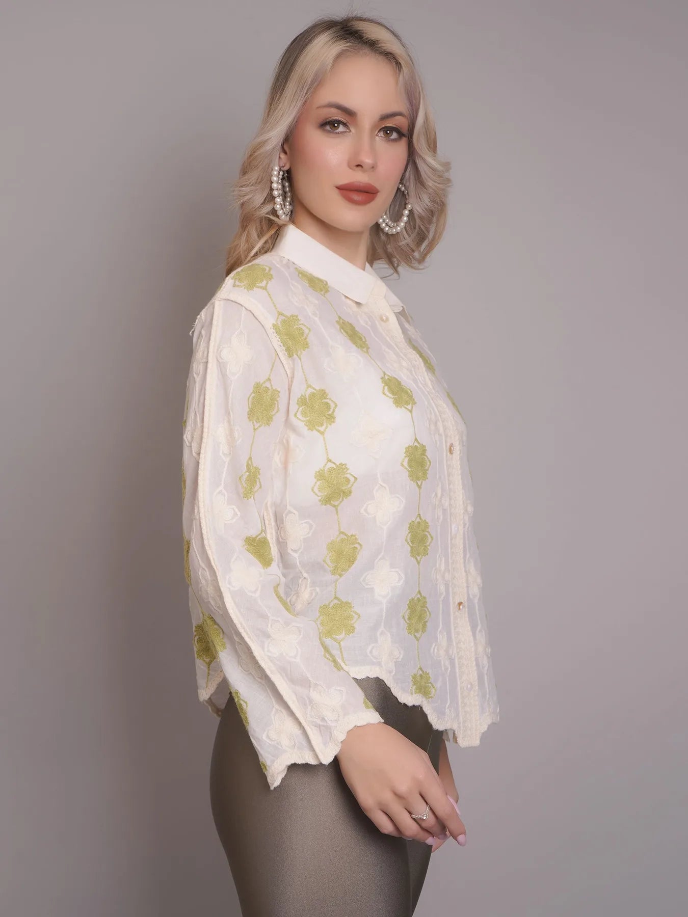 Chain Stitch Embroidered Shirt