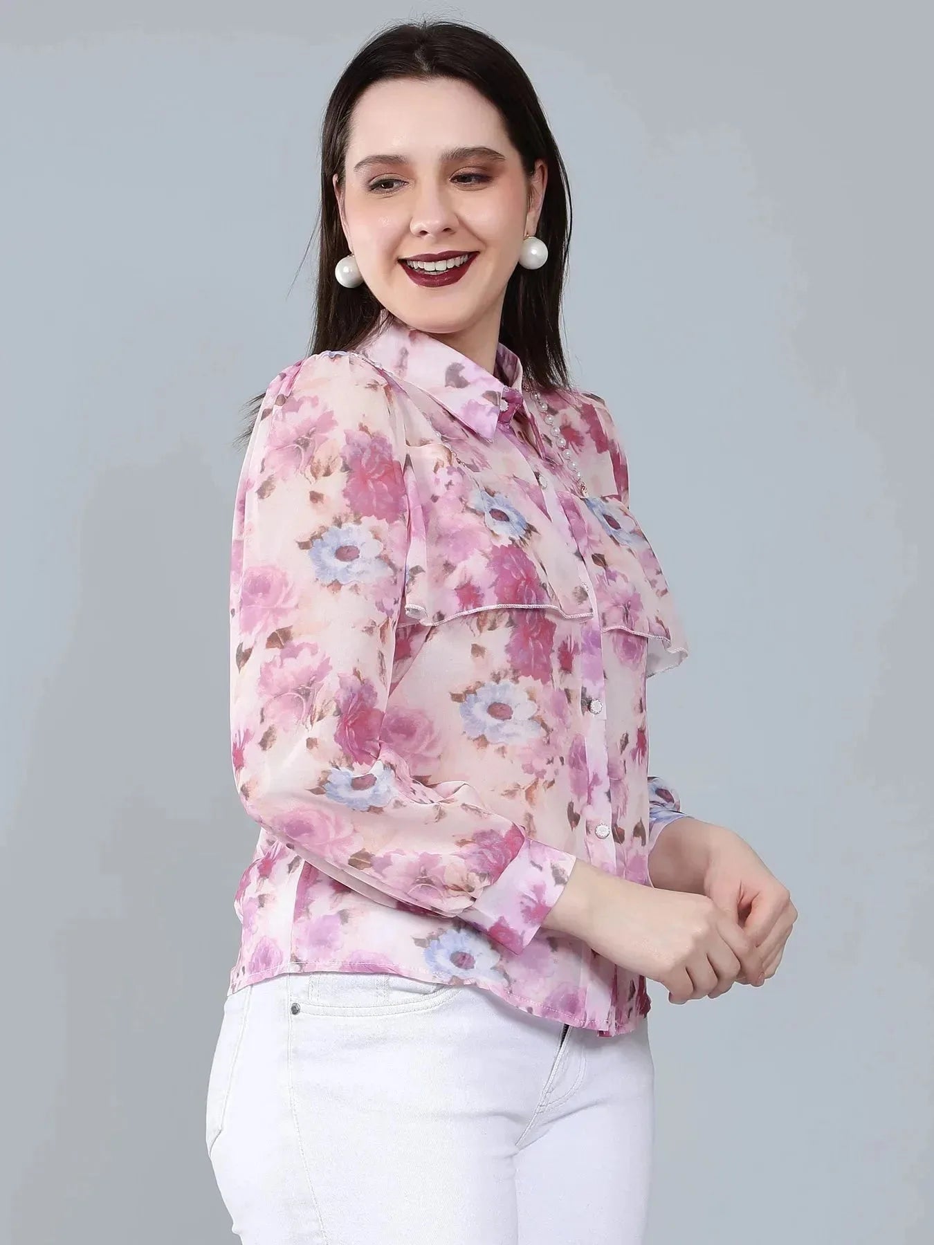 Ruffle Floral Shirt