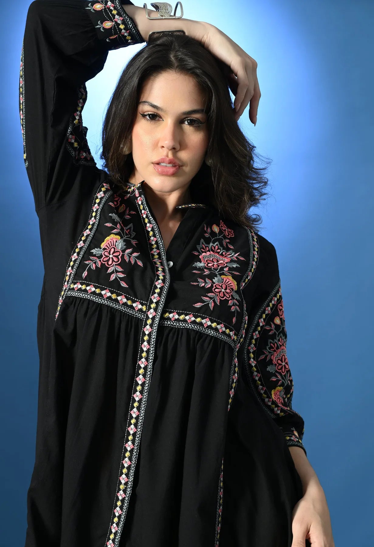 Shellora Embroidered Short Dress