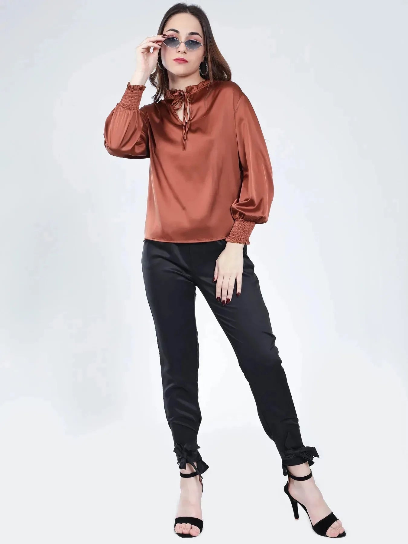 Tie Neck Satin Top