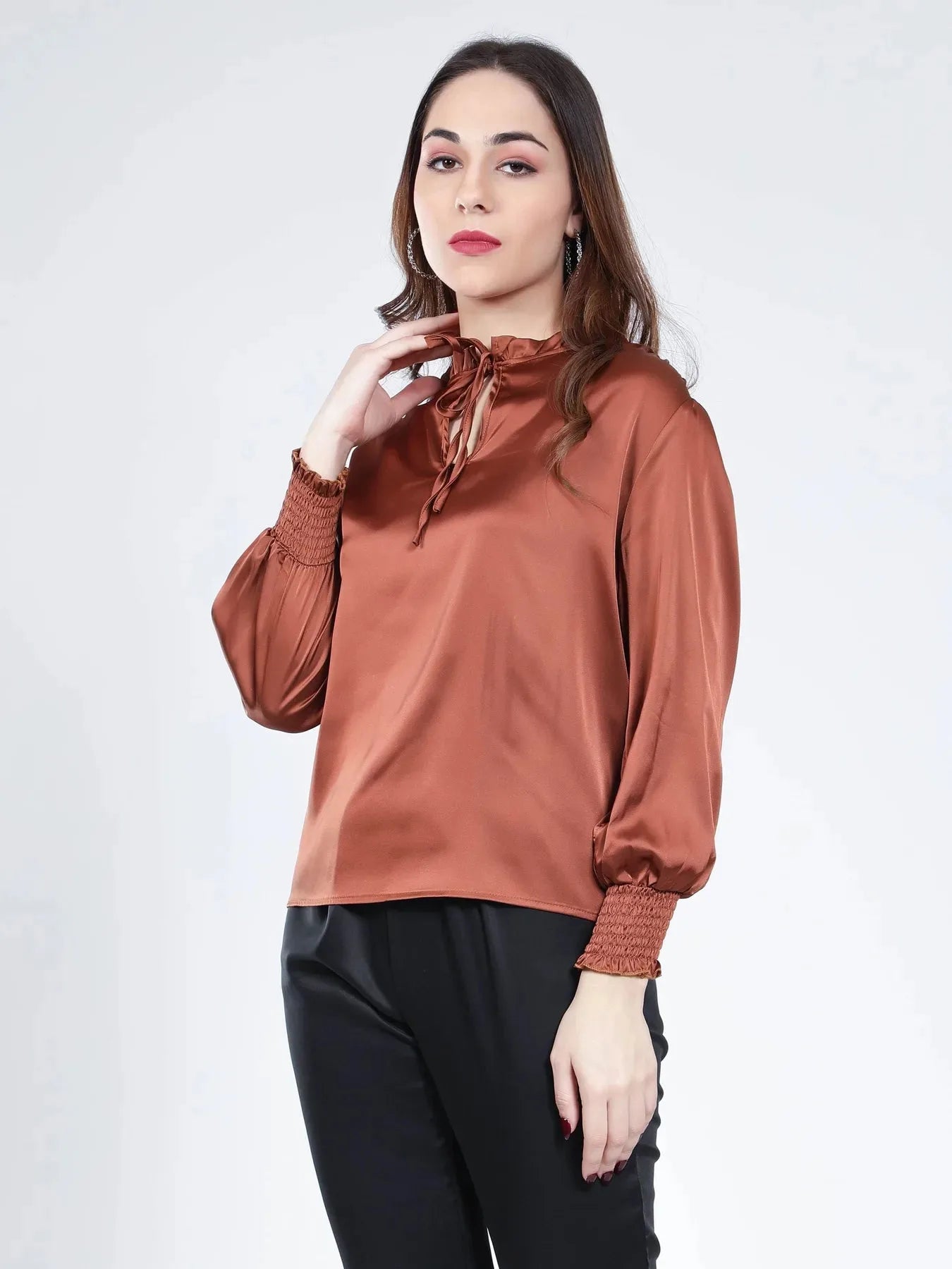 Tie Neck Satin Top