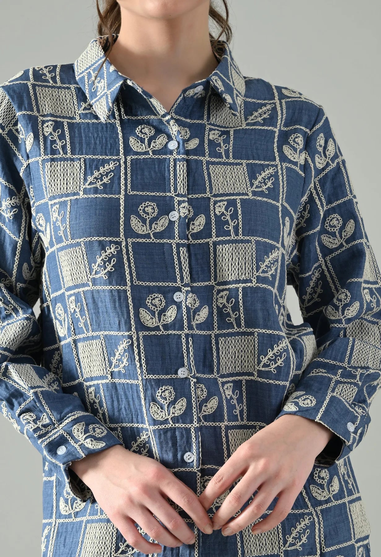 Floral Cube Embroidered Co-ord Set