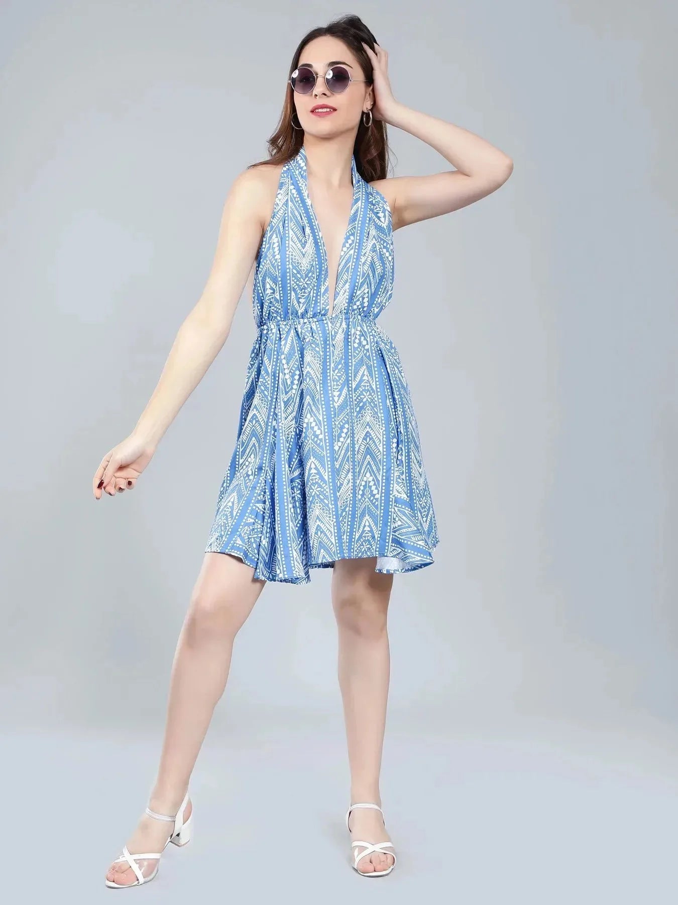 Printed Halter Short Dress