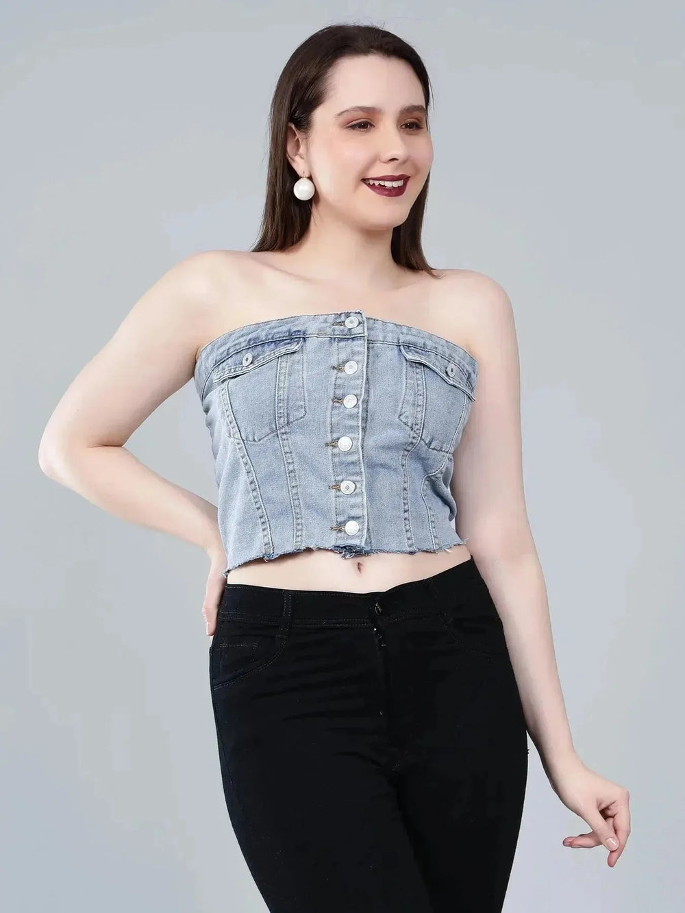 Denim Corset Crop Top