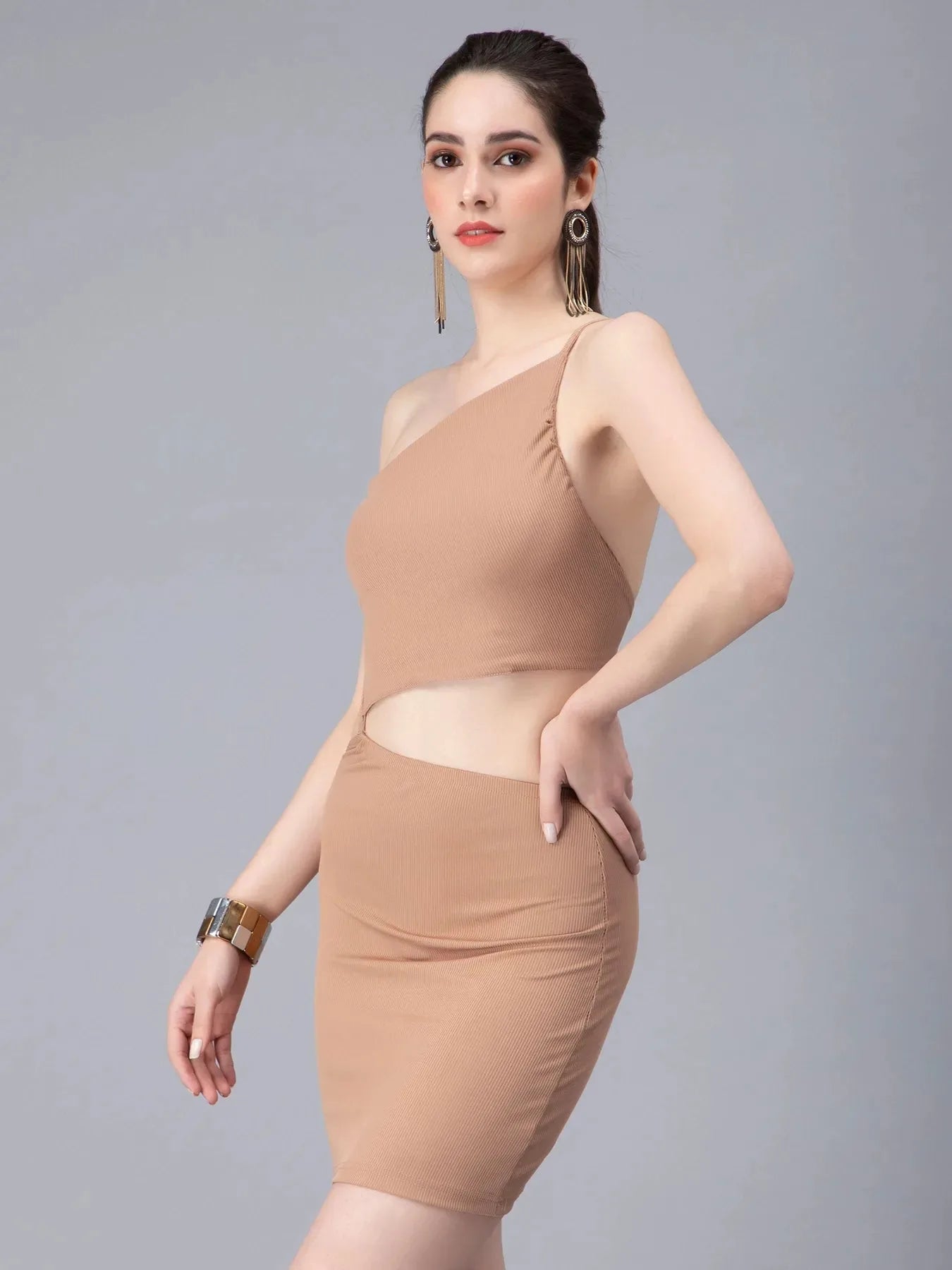 Rib Knit Cut Out Dress