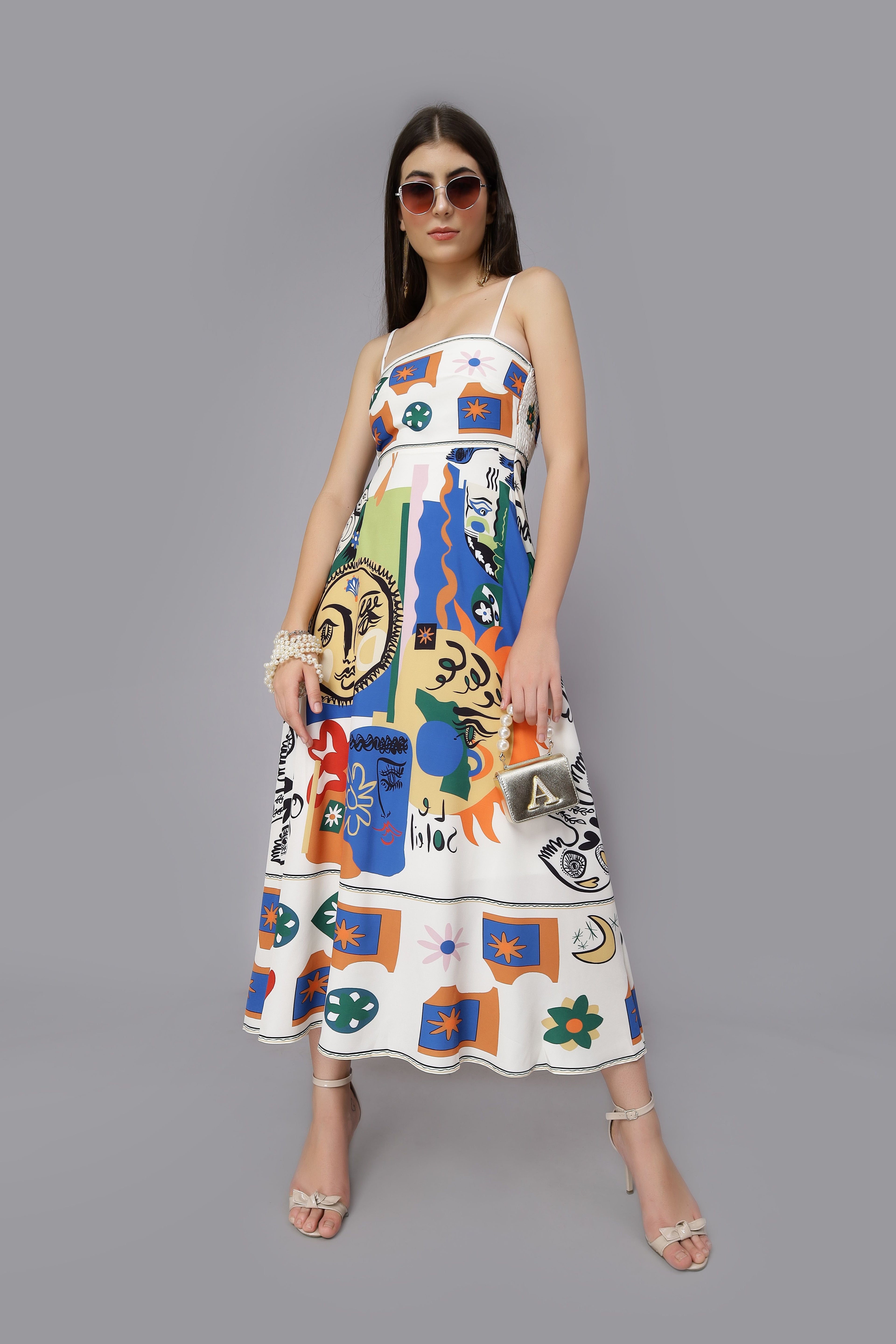 Sunburst Serenade Printed Beach Dress