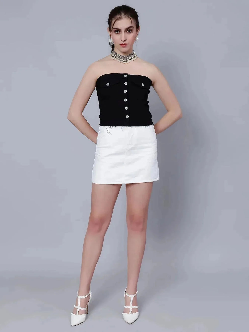 Denim Corset Crop Top