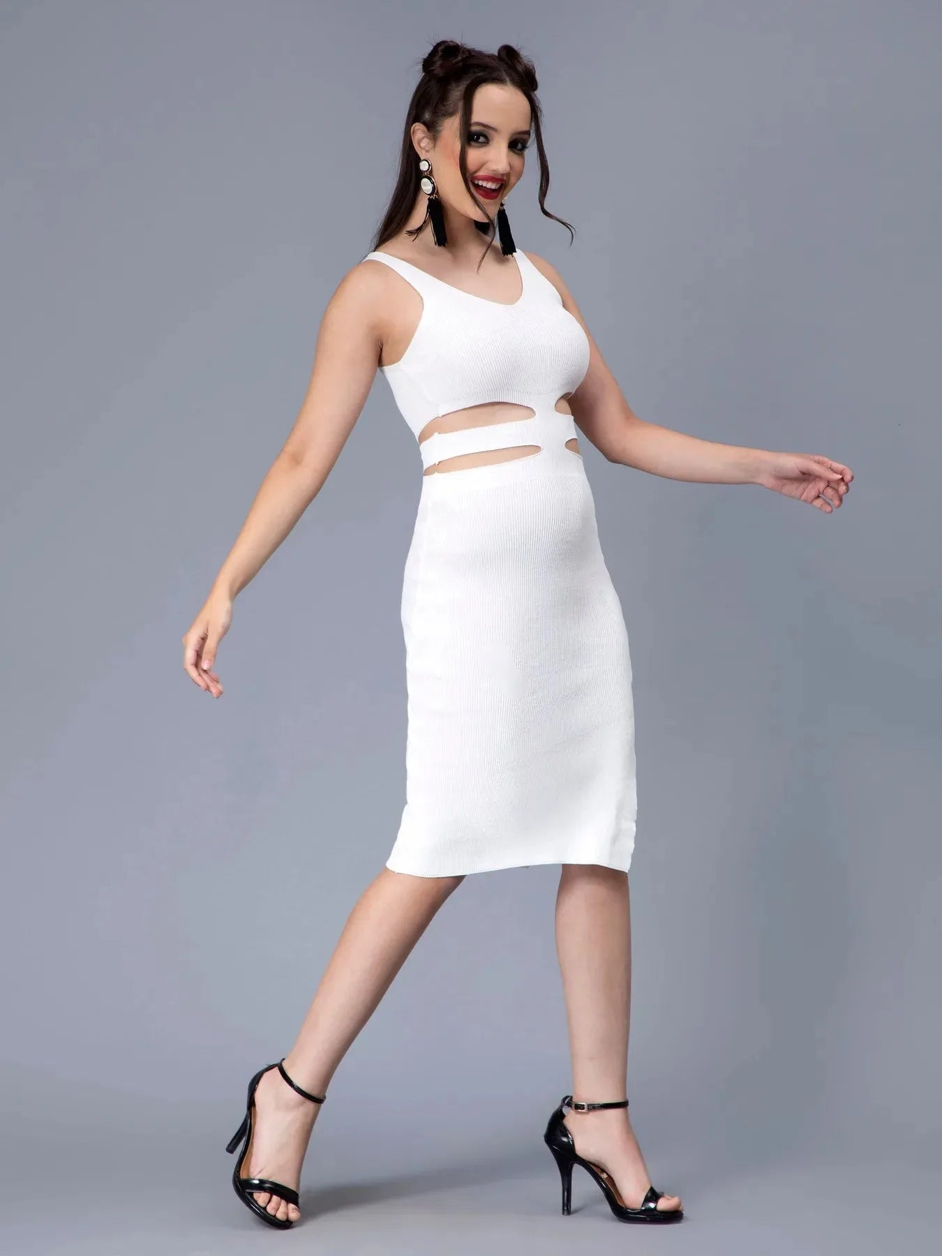 Hollow Cut Out Fitted Knit Dress