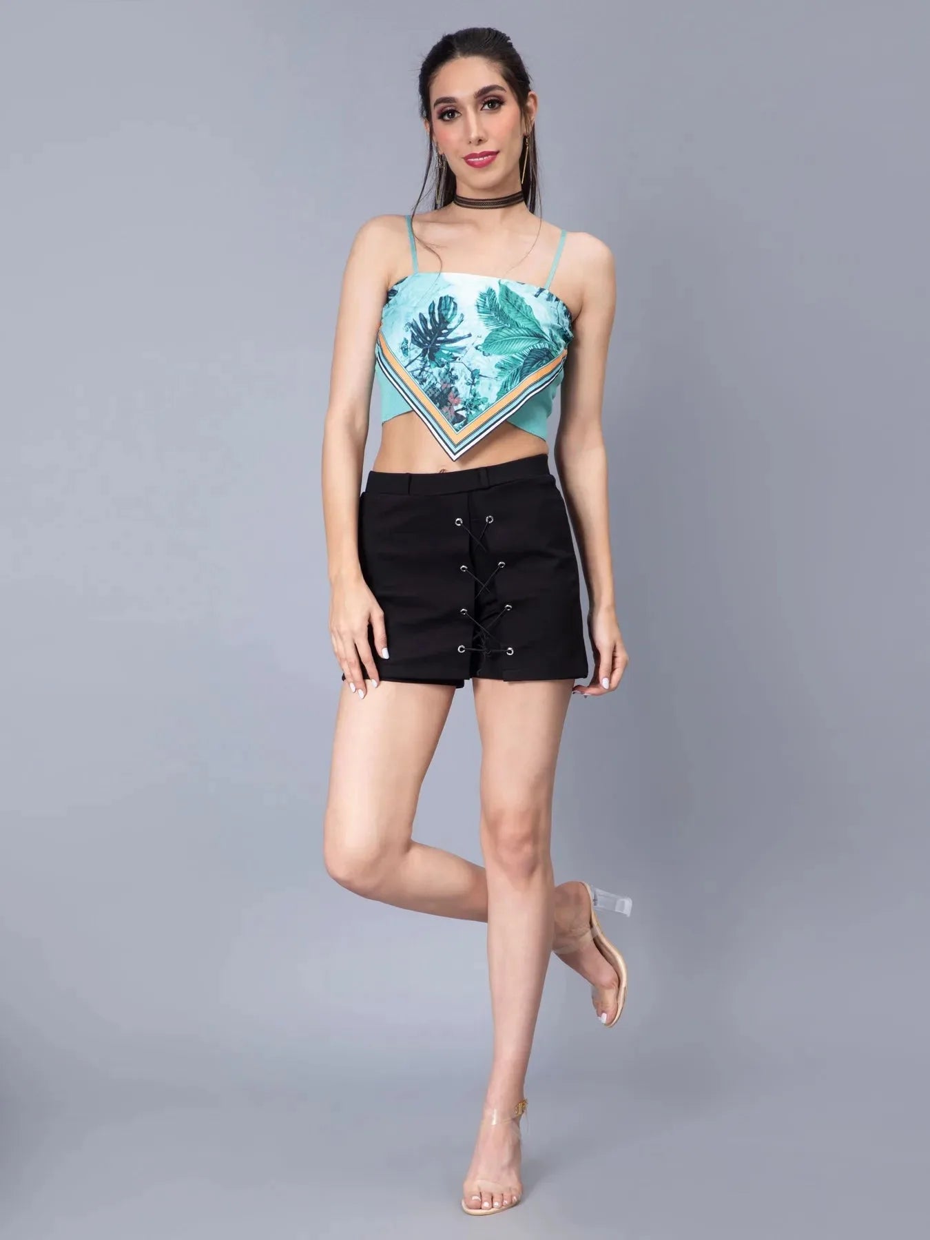 Print Handkerchief Flap Cami Top