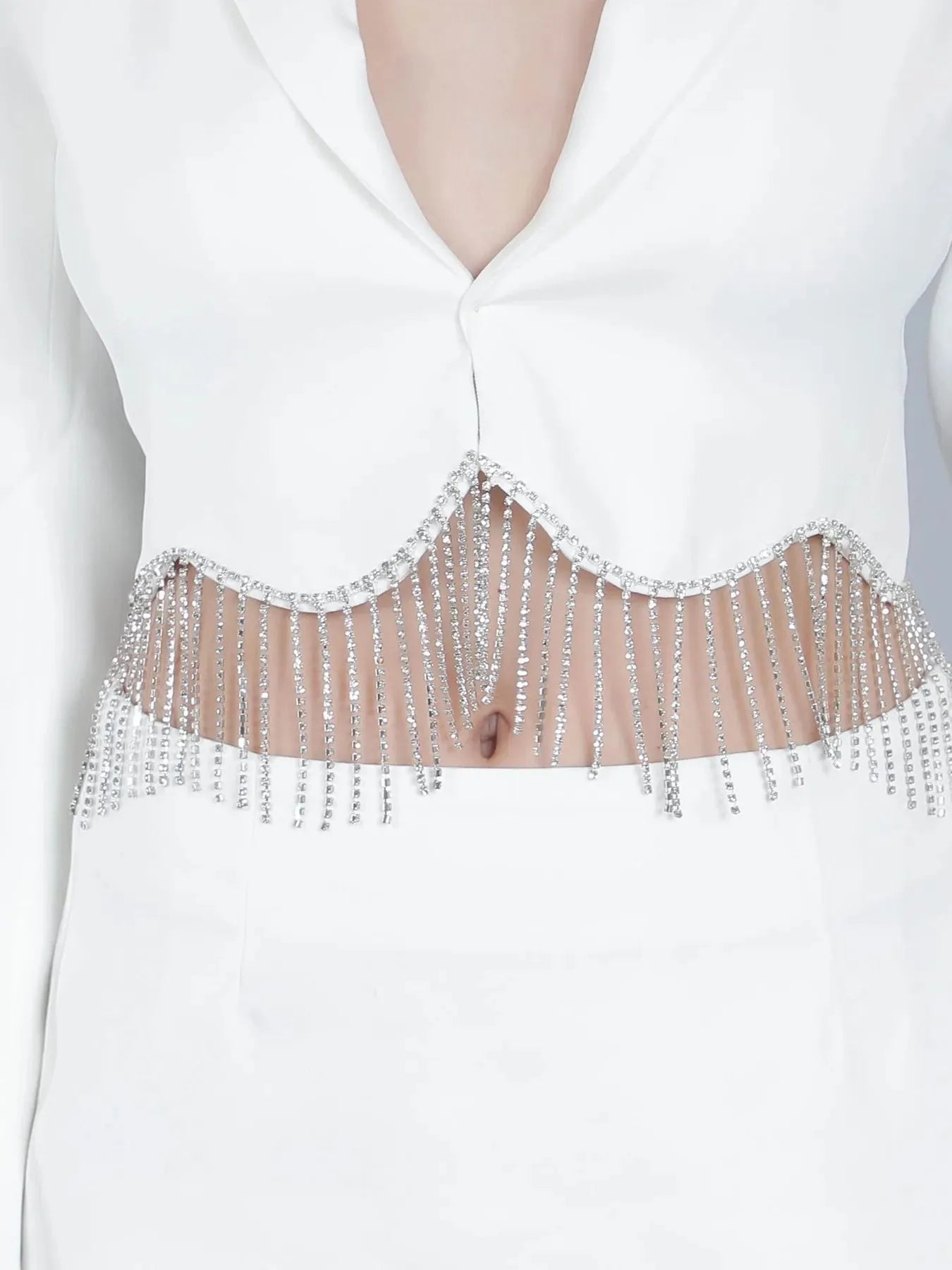 Rhinestone Fringe Two Piece Suit