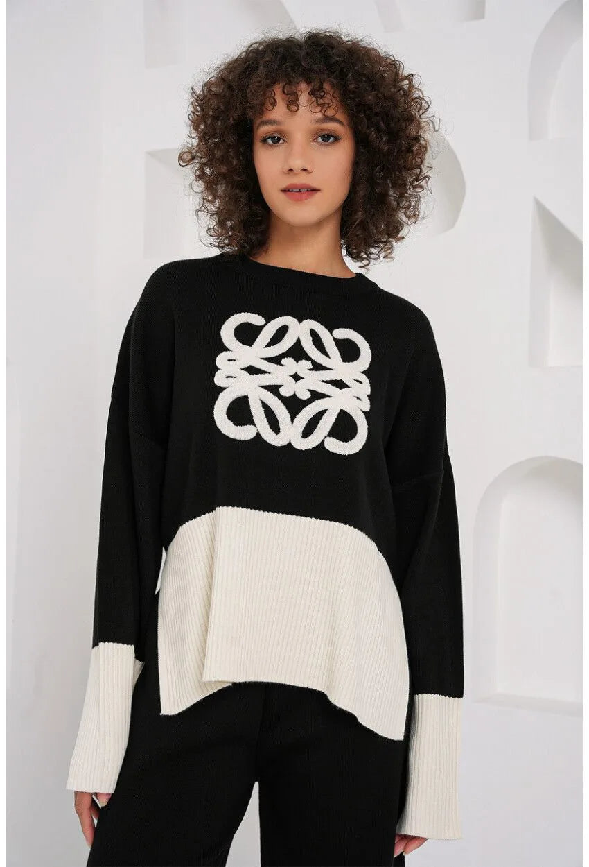 Colorblock Knitted Two-Piece Set