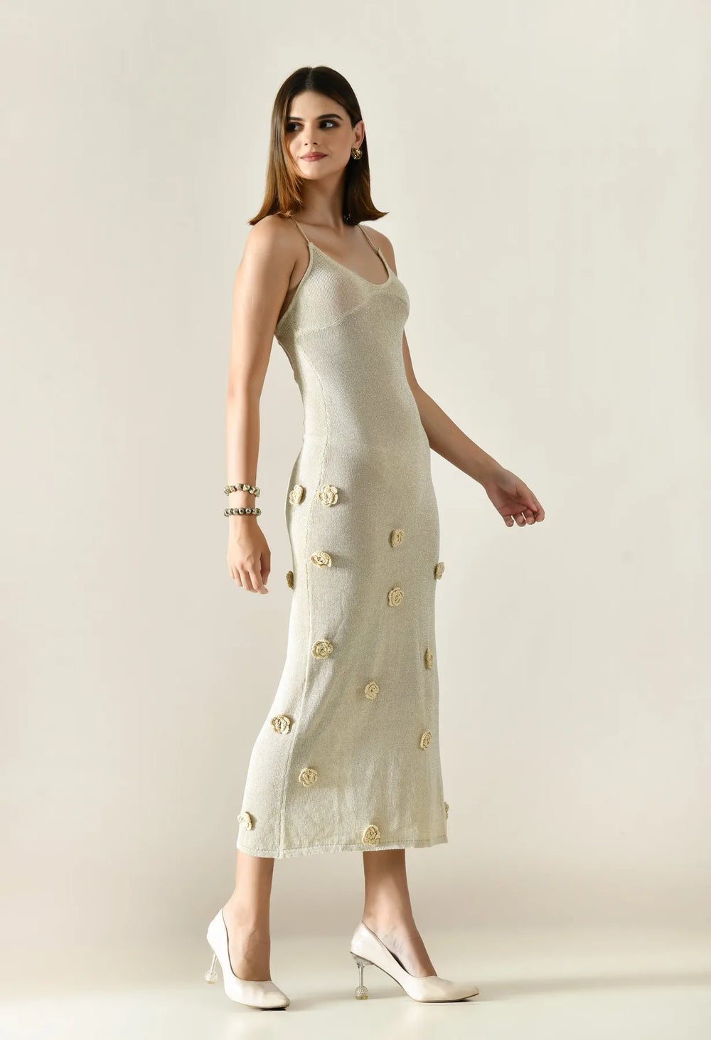 Rosette Crochet Maxi Dress