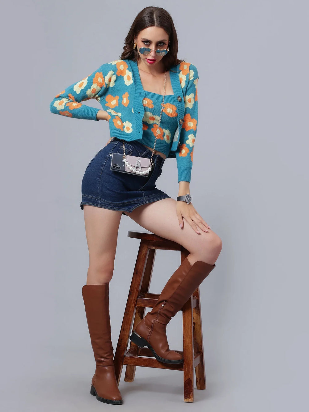 Floral Cardigan Two Piece Set