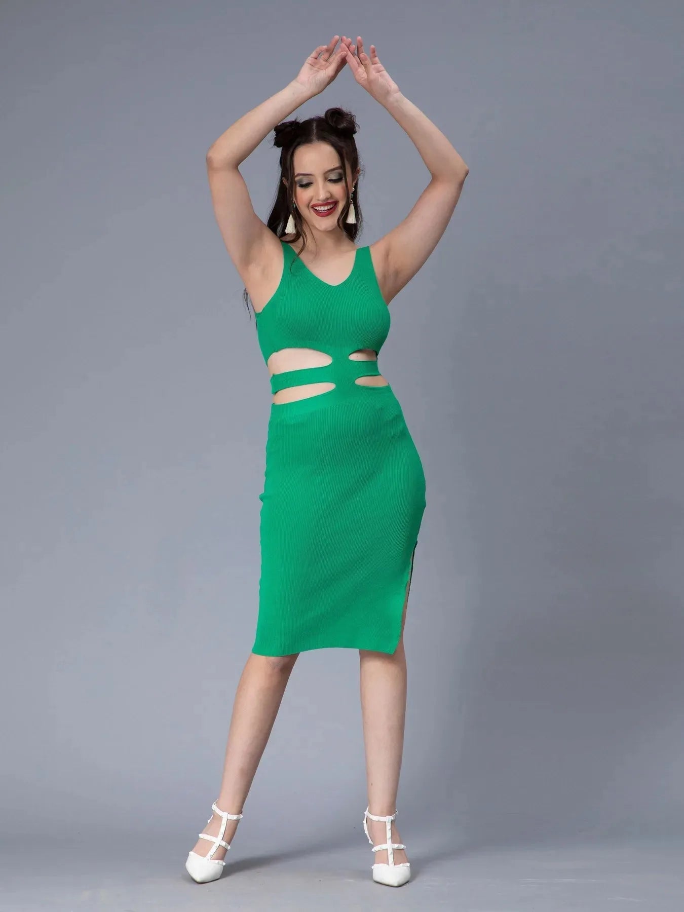 Hollow Cut Out Fitted Knit Dress