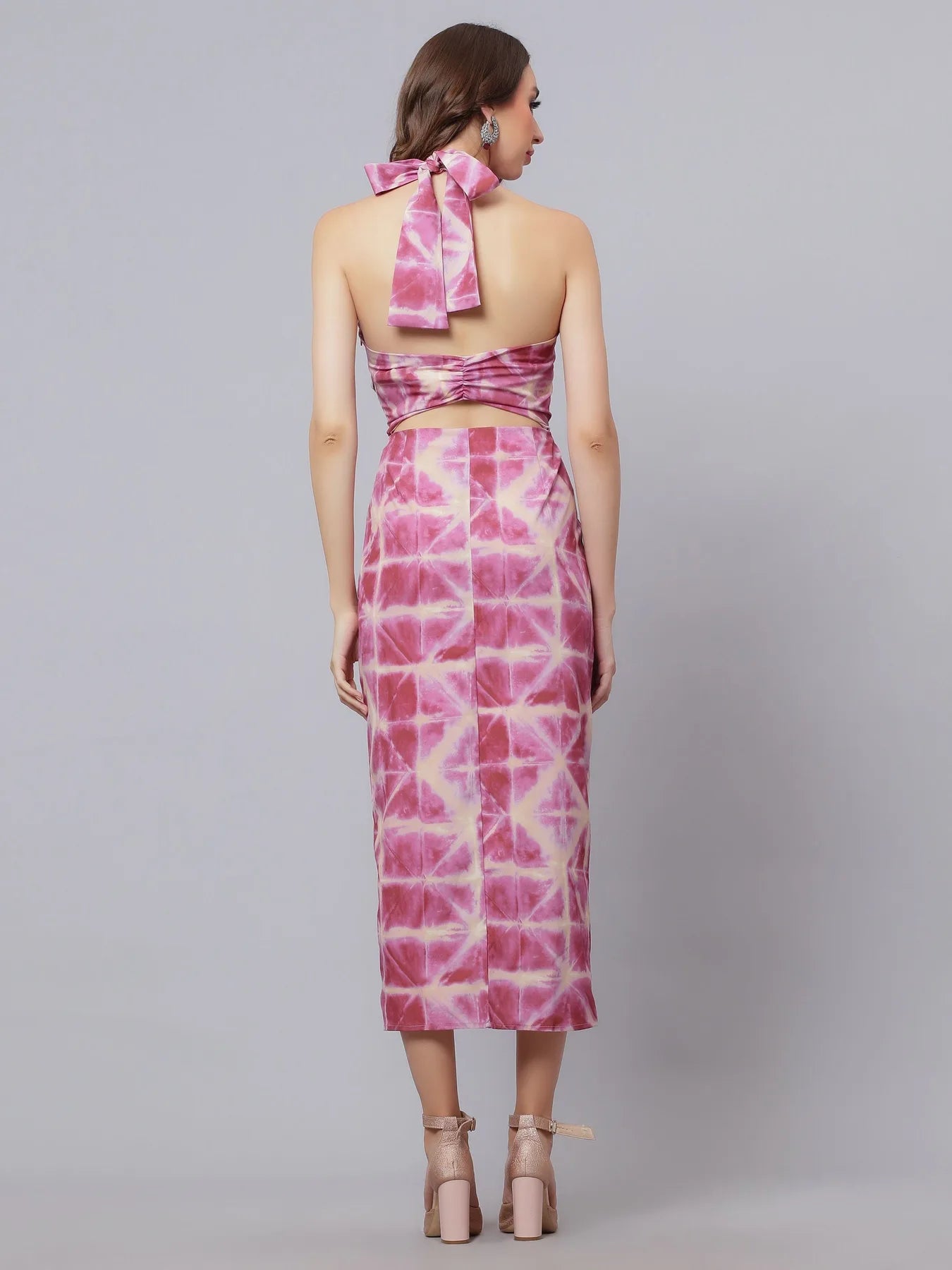 Tie-Dye Printed Halter Dress