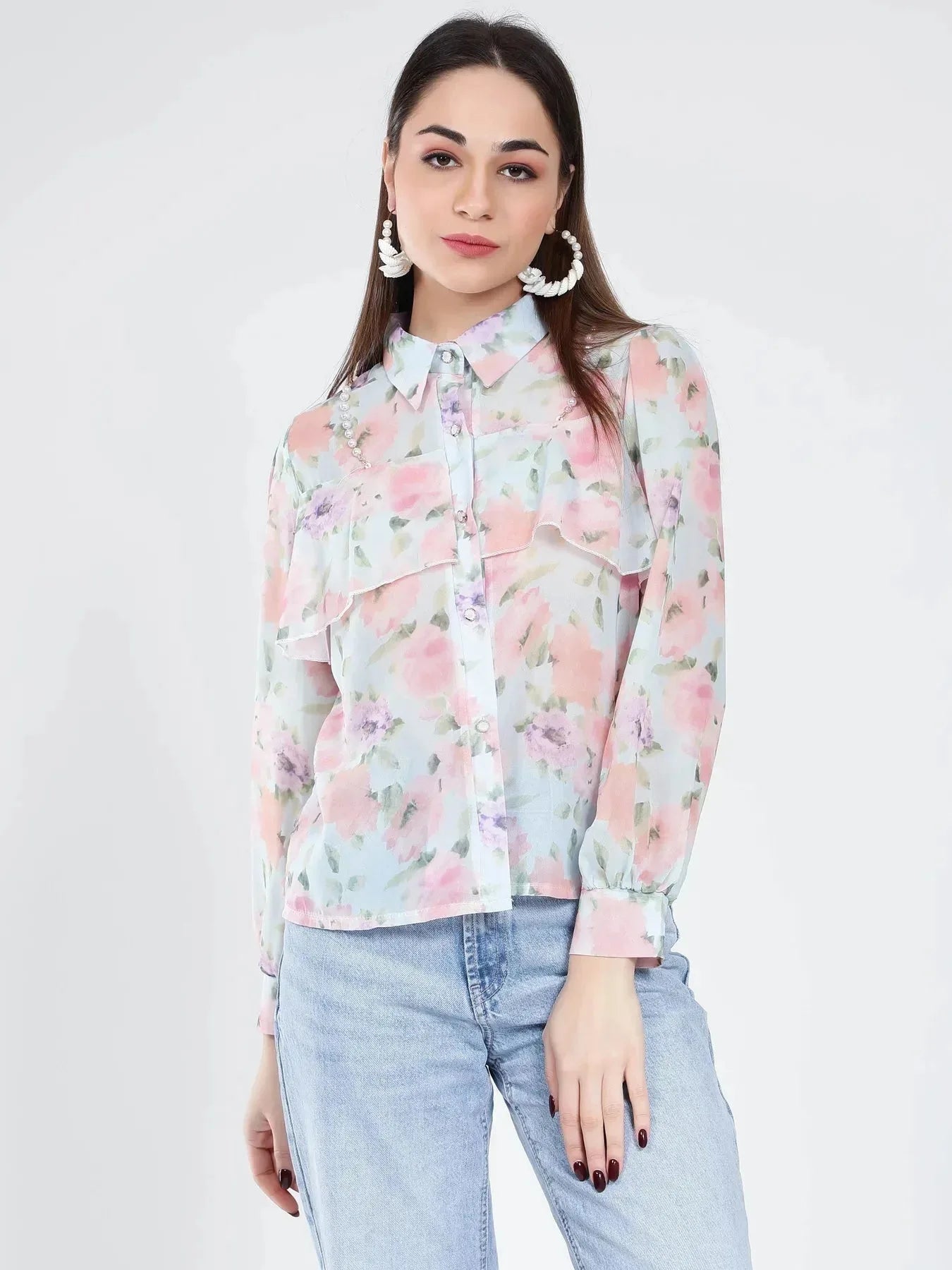 Ruffle Floral Shirt