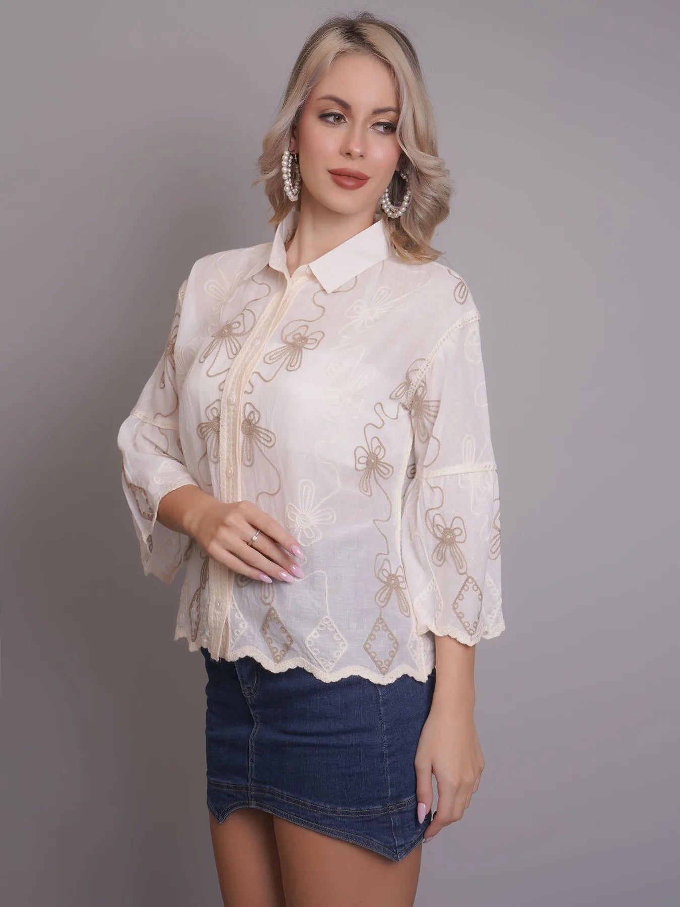 Chain Stitch Embroidered Shirt
