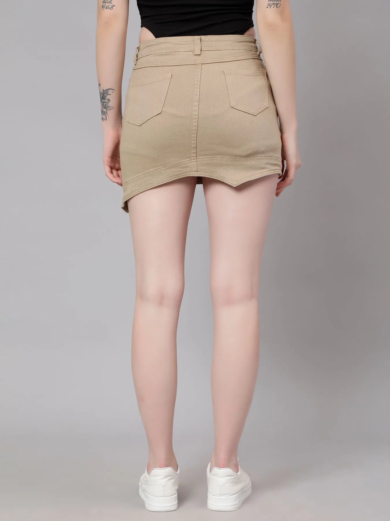 Asymmetrical Denim Mini Skirt
