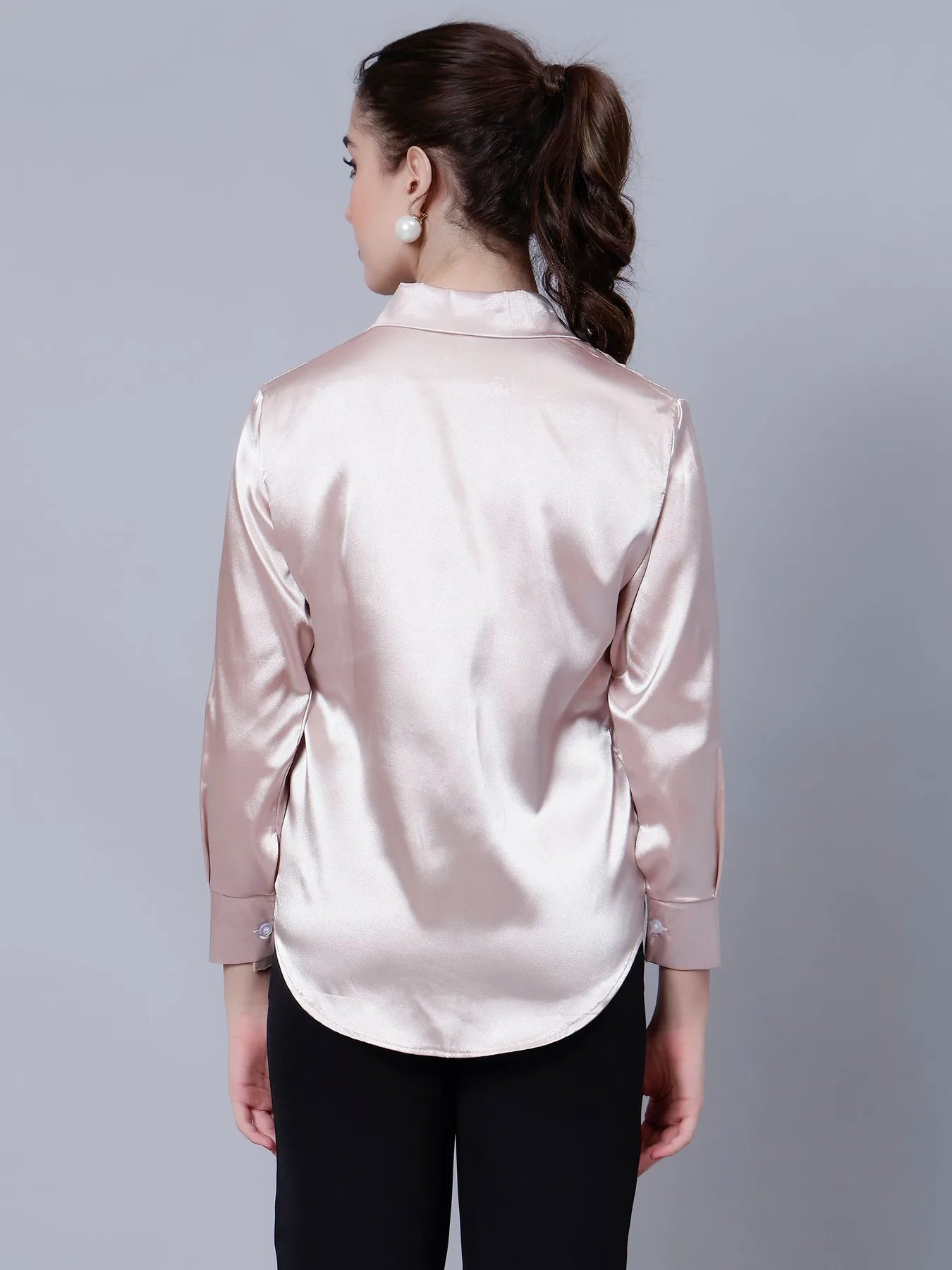 Elegant Ribbon Satin Shirt