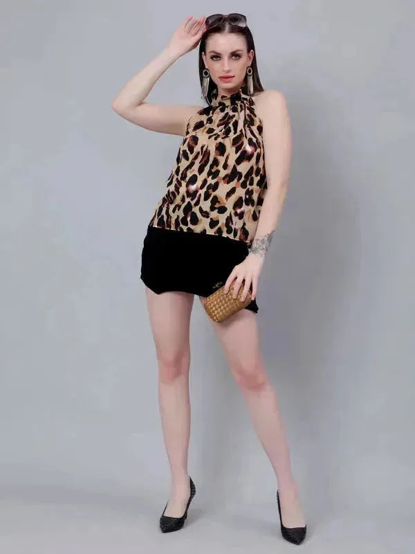 Leopard Print Halter Blouse