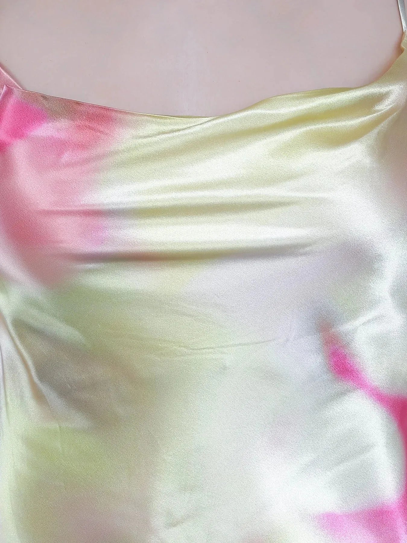 Splash Color Cowl Slip Dress