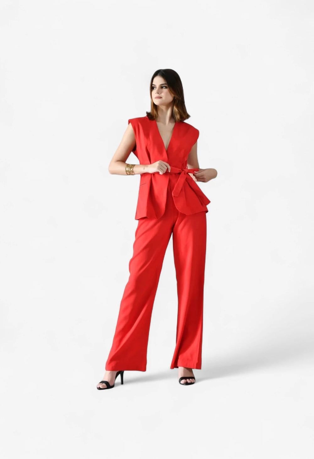 Classy Belted Two-Piece Set