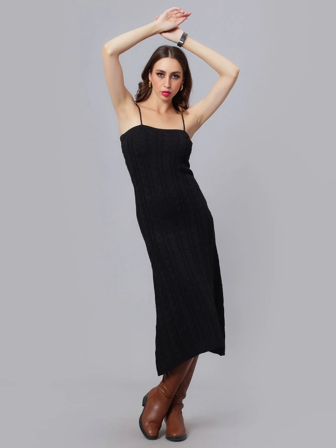 Cable Knitted Midi Dress