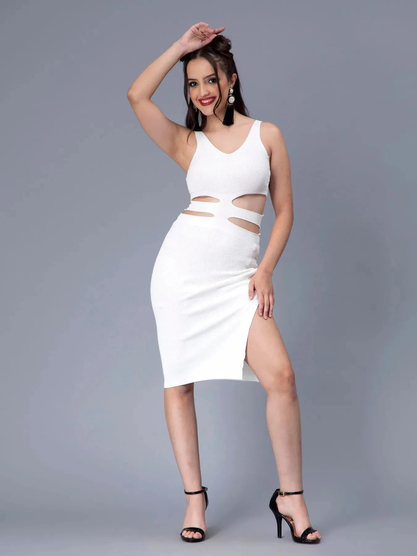 Hollow Cut Out Fitted Knit Dress