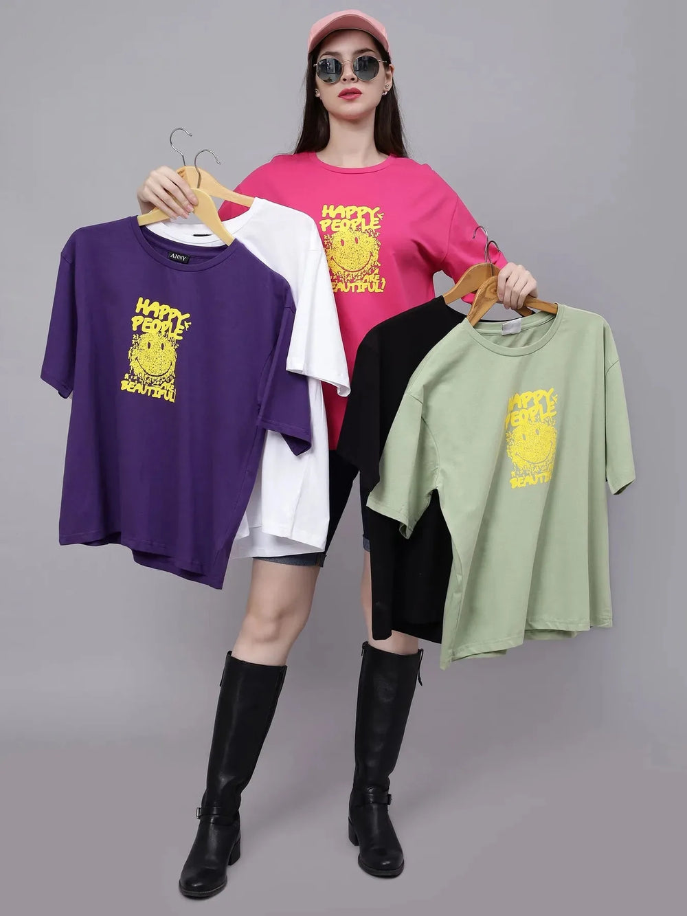 Smiley Oversized Cotton T-Shirt