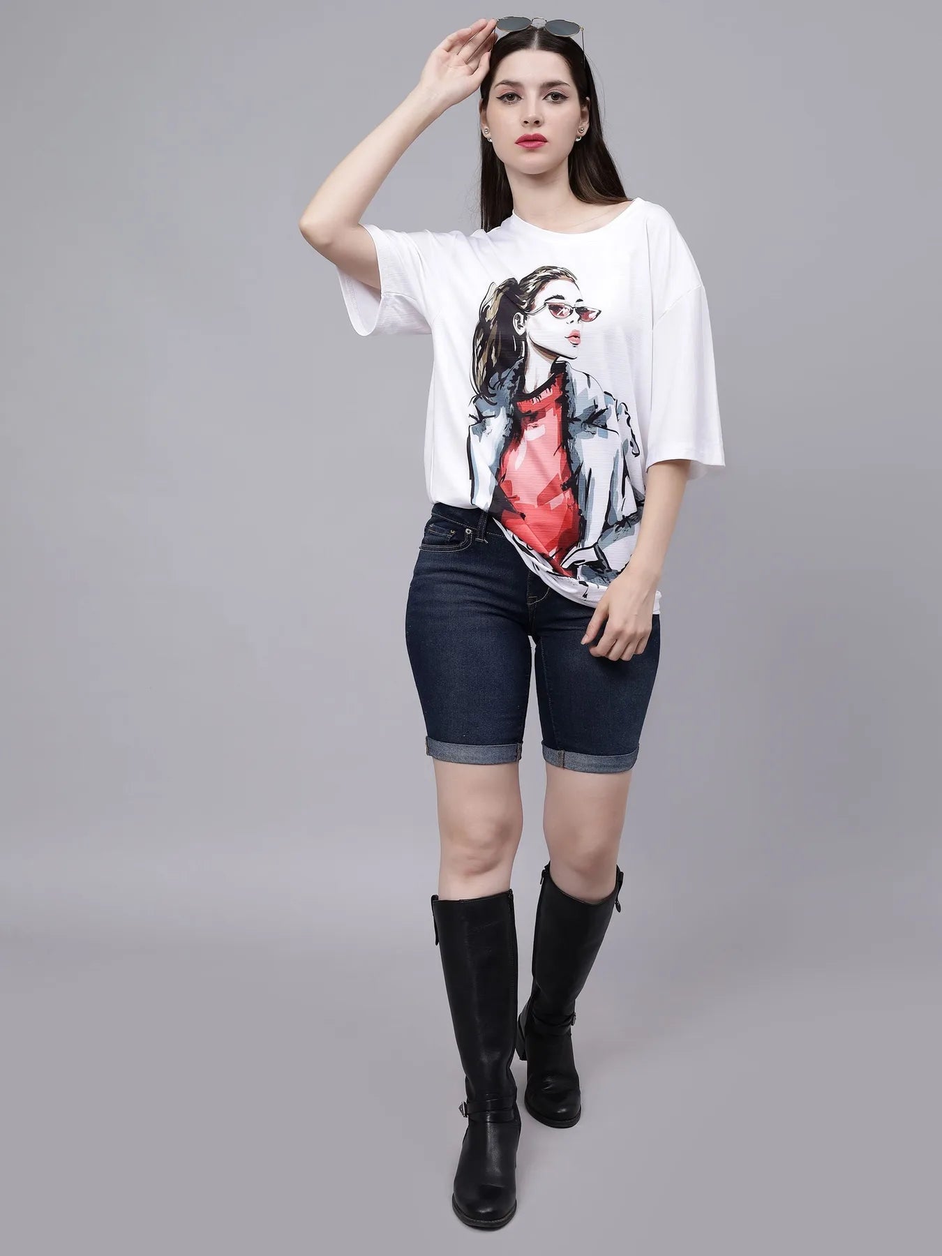 Stylish Girl Graphic Oversized T- Shirt