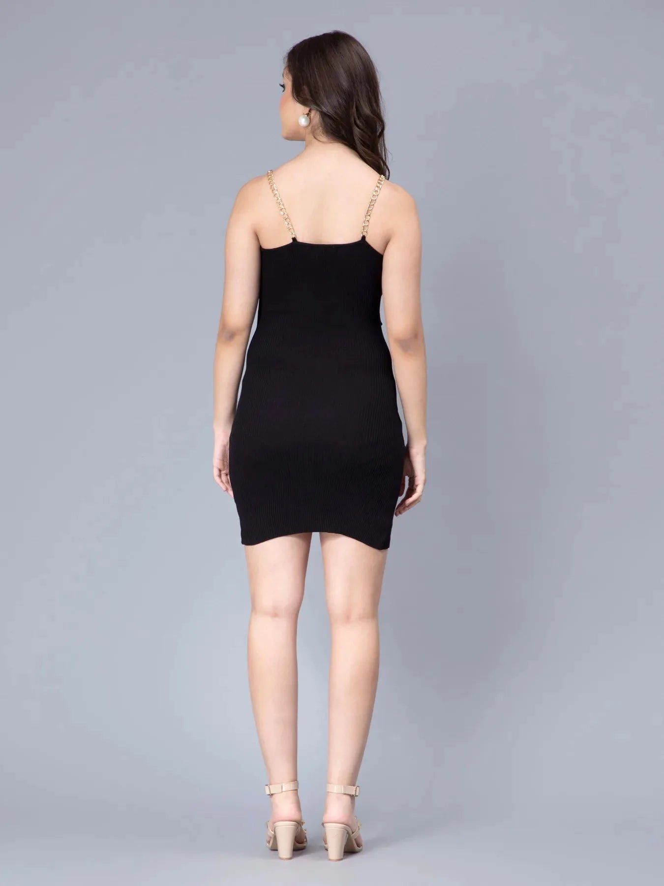 Chain Straps Cross Over knitted Dress